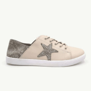 Nicky Beige + Brown Snake Sneakers