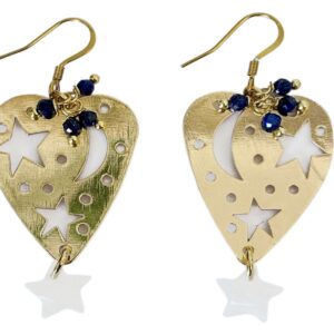 Heart Earrings with moon & stars